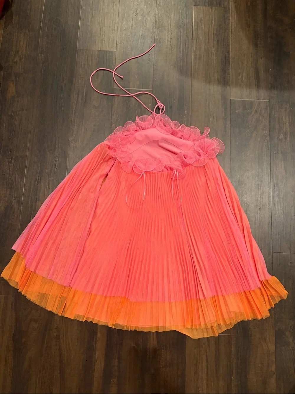 AMUR Tate Halter Tulle Mini Dress Pink Orange Size 2 - Picture 11 of 11